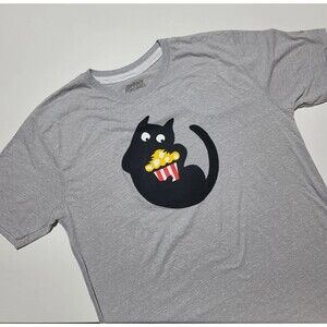 JOHNNY CUPCAKES x AMC Large Theatres Meowcakes Cat Popcorn Gray T Shirt NWT